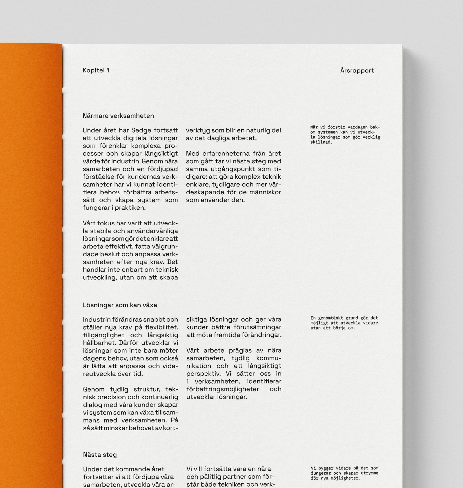 Närbild av Sedges rapportlayout